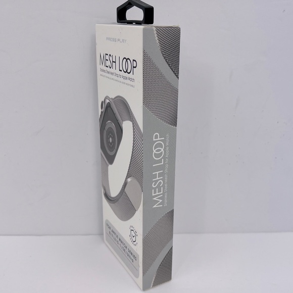 PRESS PLAY MESH MAGNETIC LOOP STAINLESS STEEL MESH STRAP FOR APPLE WATCH, SILVER - Picture 4 of 13